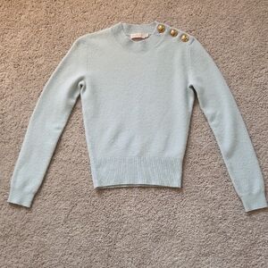 Tory Burch Sky Blue Sweater with Gold Accents